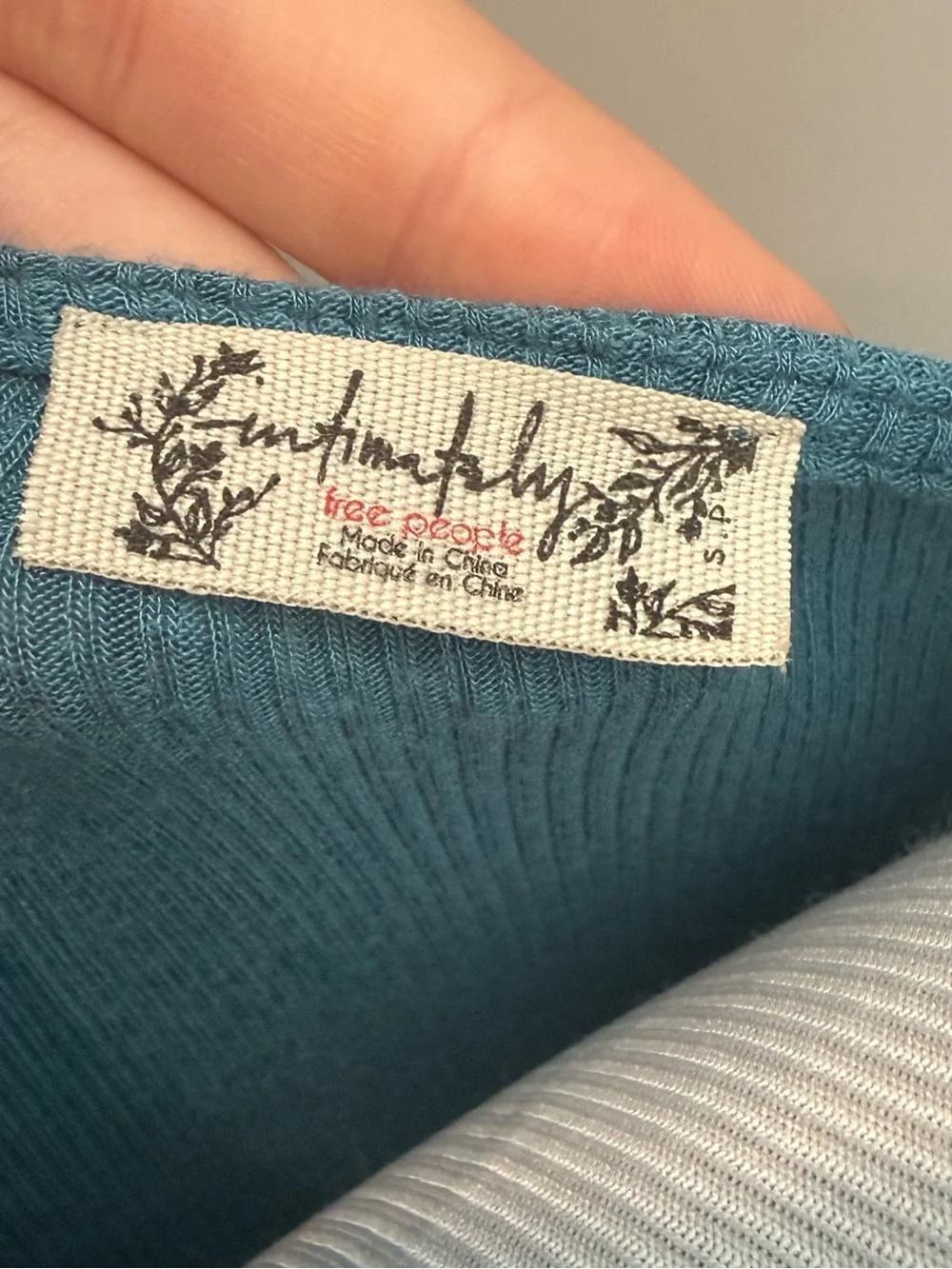 Free People Intimately Ribbed Puff Sleeve Thong Bodysuit Teal Blue Size Small